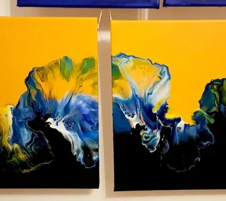 pintura abstracta en triptico